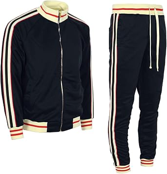 URBANJ Mens Two Tone Stripe Track Jacket/Track Pant Slim Fit Sold Separately