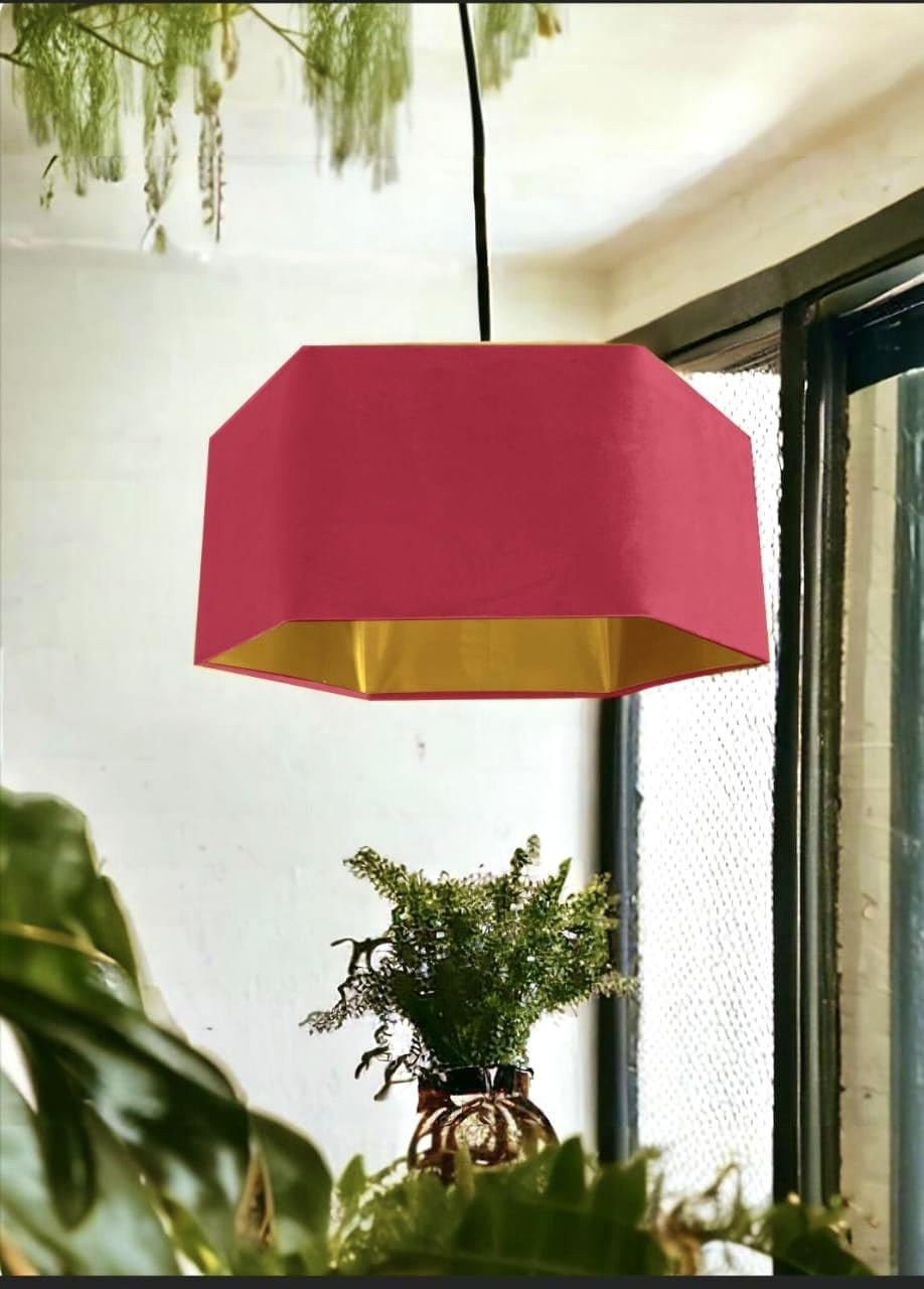 Hexagon hot Pink Velvet lamp Shade