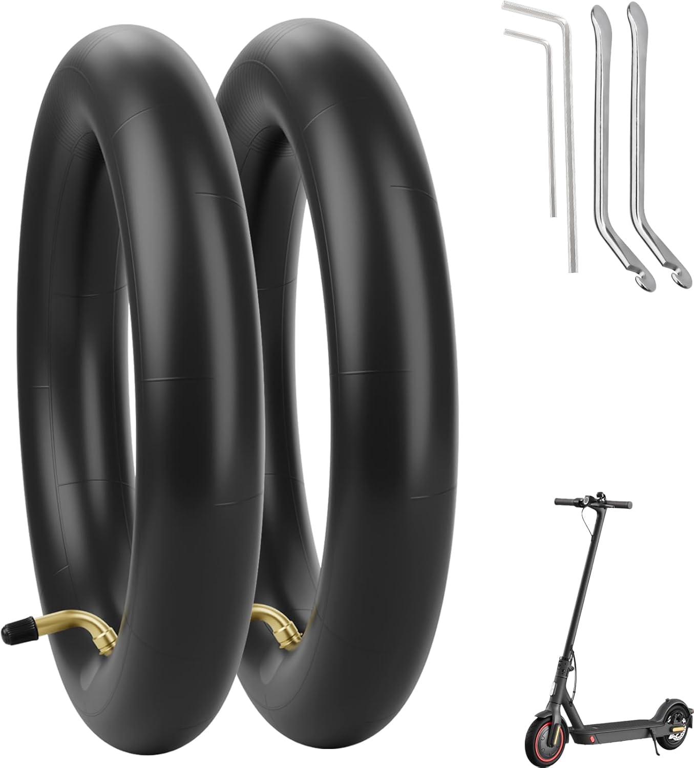 2Pack 8.5 Inches Scooter Inner Tube,8.5'' x 2" Inner,8 1/2x2 Pneumatic Tyres for Scooter Gotrax Gxl V2/Xiaomi M365,8.5x2 Electric Scooter Tire Replacement Wheels for Front/Rear,Gas Scooters 8.5 Inner 2 Pack (Curved air nozzle)