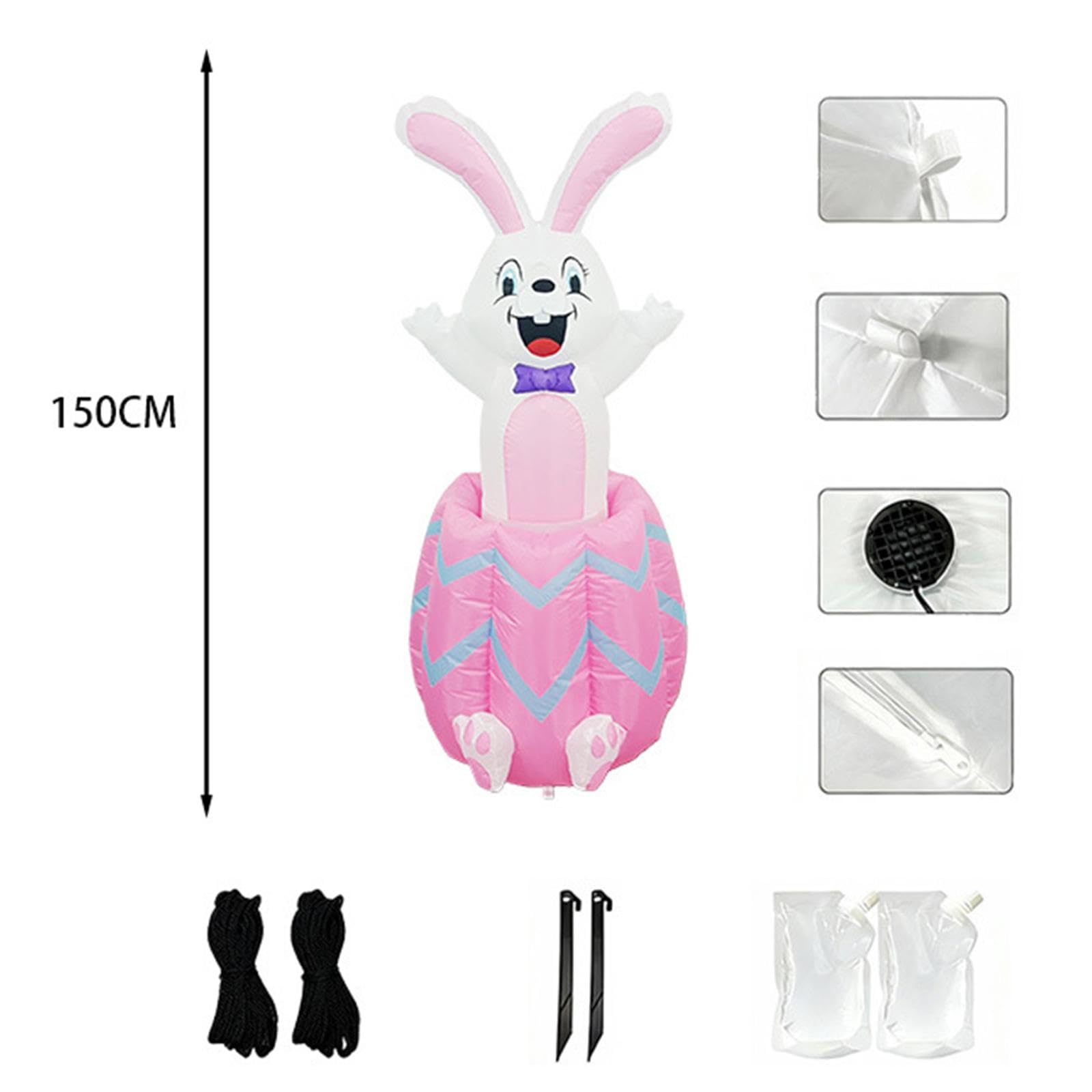 Colcolo Aufblasbarer Osterhase, 1,5 m Große Osterdekorationen, Oster-Urlaubsdekoration, Beleuchtete Osterdekoration für Garten, Terrasse und Rasen