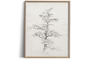 Mountain Landscape Drawing Print Poster - Nature, Trees, Etching Art