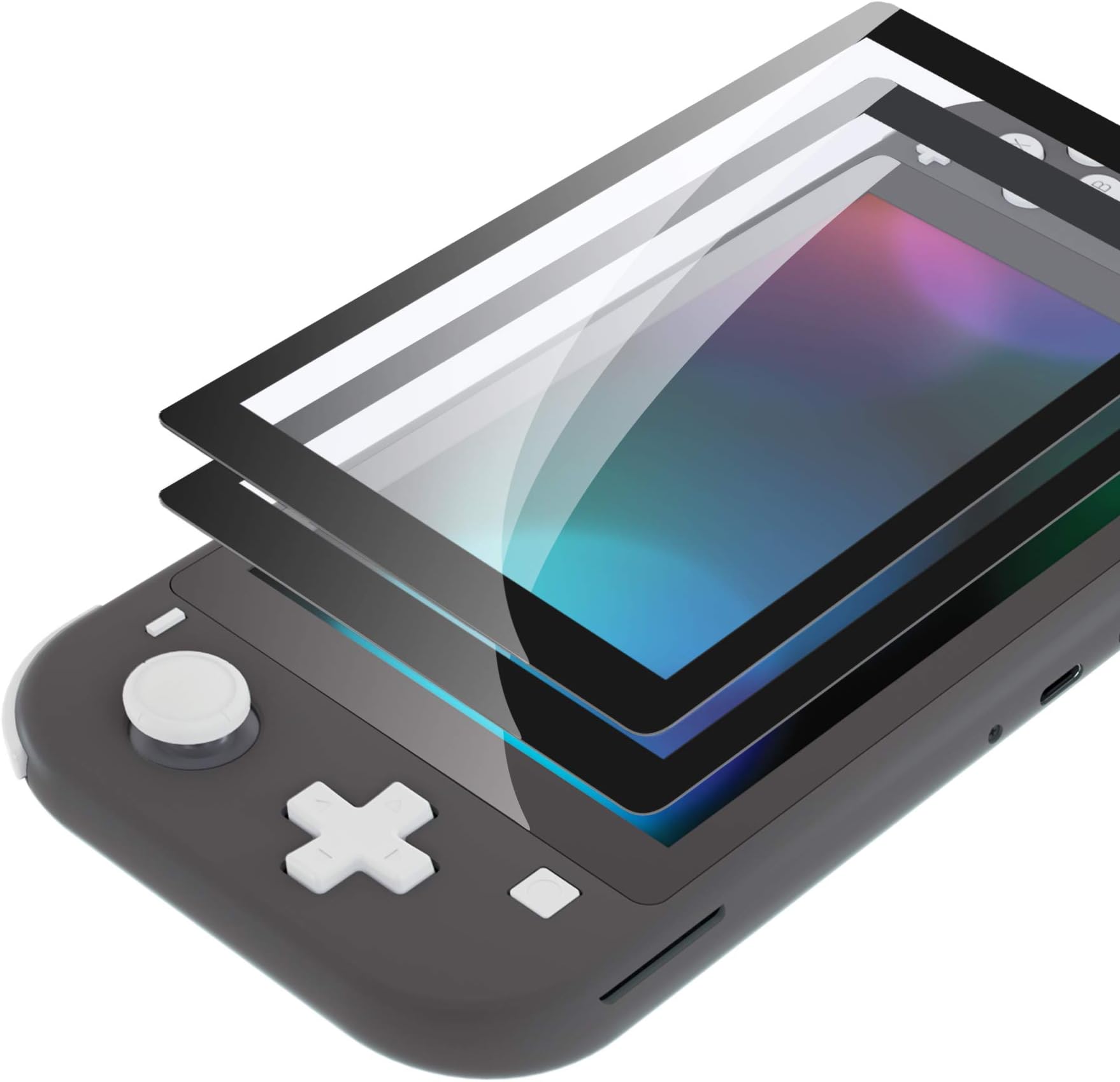 eXtremeRate 2 Pack Black Border Transparent HD Clear Saver Protector Film, Tempered Glass Screen Protector for Nintendo Switch Lite [Anti-Scratch, Anti-Fingerprint, Shatterproof, Bubble-Free]