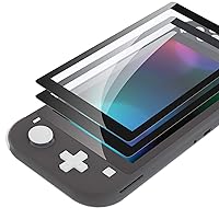 Vista 13 de eXtremeRate Paquete de 2 protectores de pantalla de vidrio templado transparente HD con borde verde cazador, protector de pantalla para Nintendo
