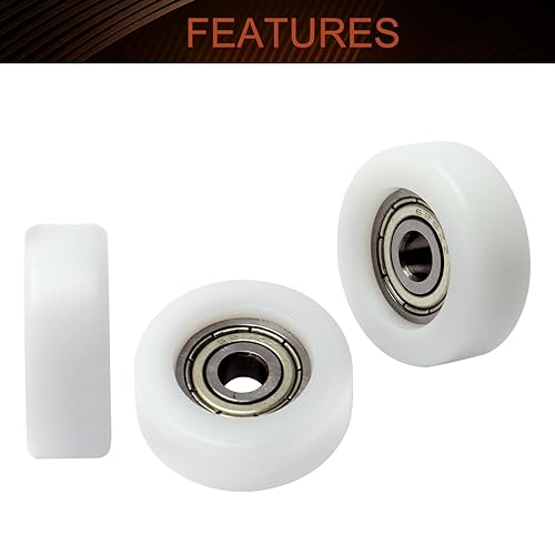 Miniatura 3 de MroMax Polea de rodillos de rodillos - 0.197 x 0.984 x 0.354 in, rueda de nailon con rodamiento 625ZZ para muebles, accesorios de hardware y puerta