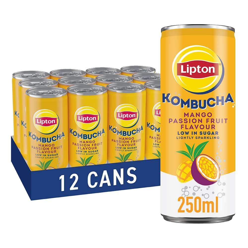 Lipton Kombucha Mango & Passion Fruit, 250ml (Pack of 12)