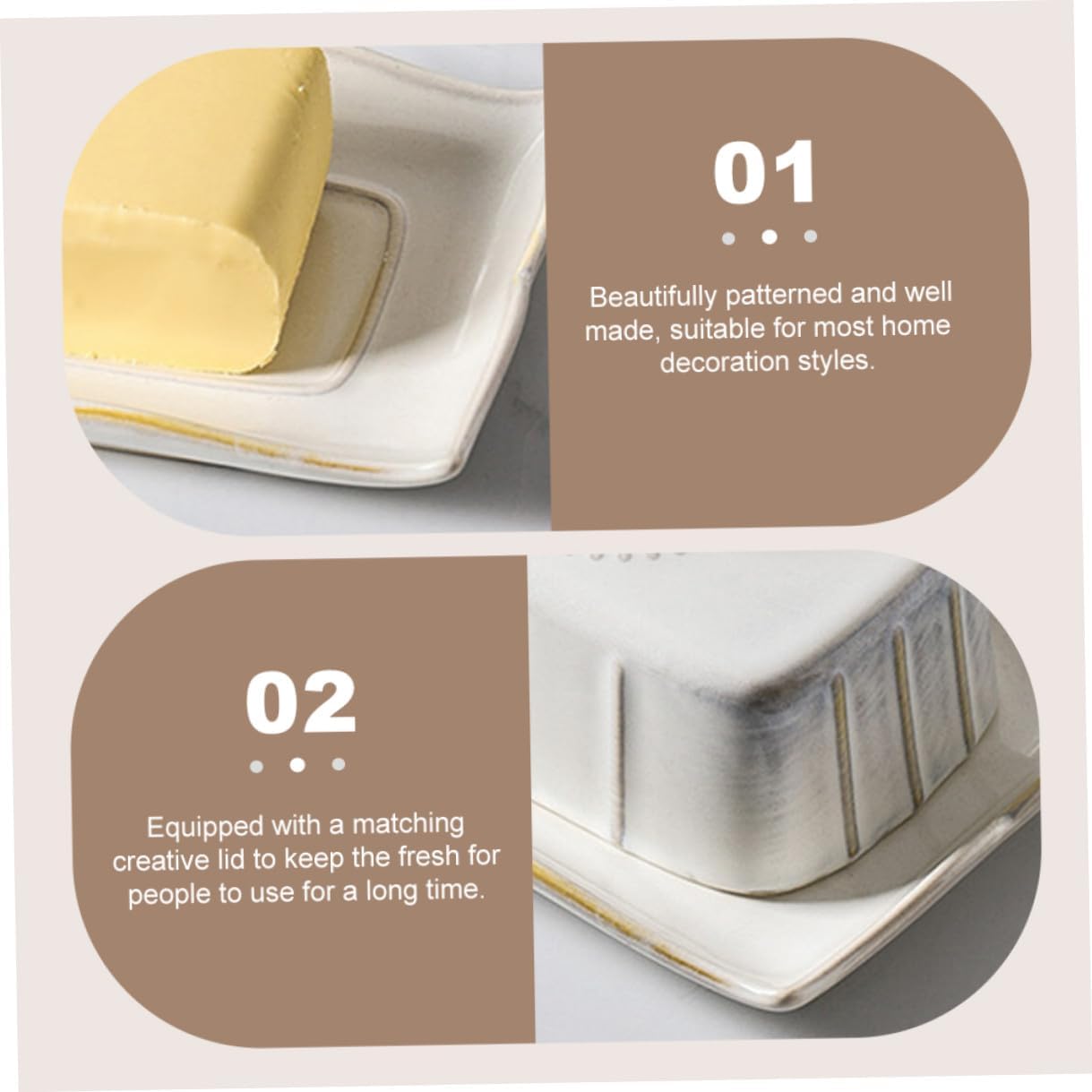 Ceramic Butter Storage Dish with Cover Stylish White Butter Service Plate for Household Cheese and Dessert Easy-clean Food Serving Tray for Home and Cafe Use