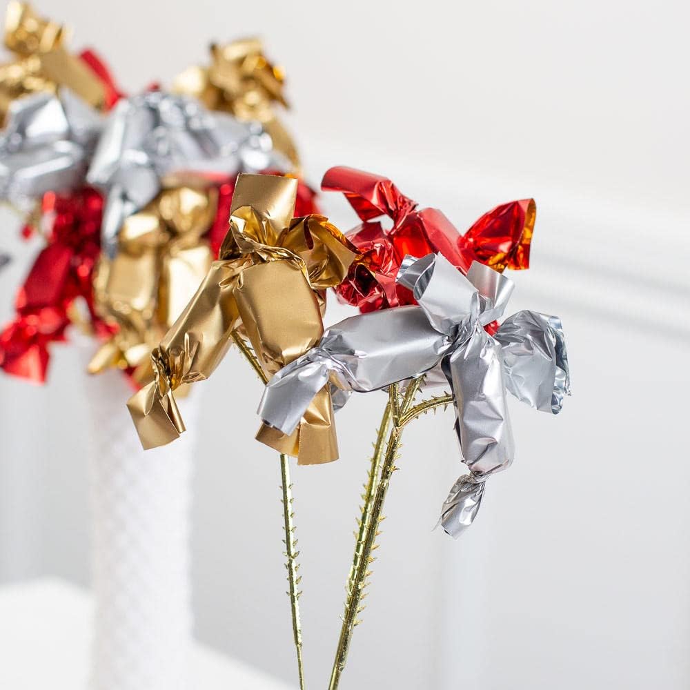 Factory Direct Craft Pack of 12 Assorted Faux Candy Floral Picks Artificial Candy on Wire Stems for Holiday Seasonal Flower Arrangements Wreaths and Christmas Tree Decorations