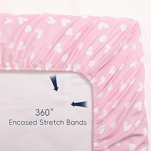 Miniatura 5 de PHF - Juego de 3 sábanas suaves para cuna, paquete de mariposas, para niñas, ajuste universal sin deslizamiento para Pack N Play, Playard, colchones