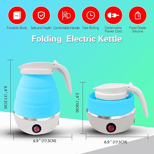 Miniatura 3 de AIDENOEY Foldable Portable Electric Kettle, Travel Folding Electric Kettle, Food-grade Silicone,3Mins Fast Boiling,600ML Portable Electric Kettle