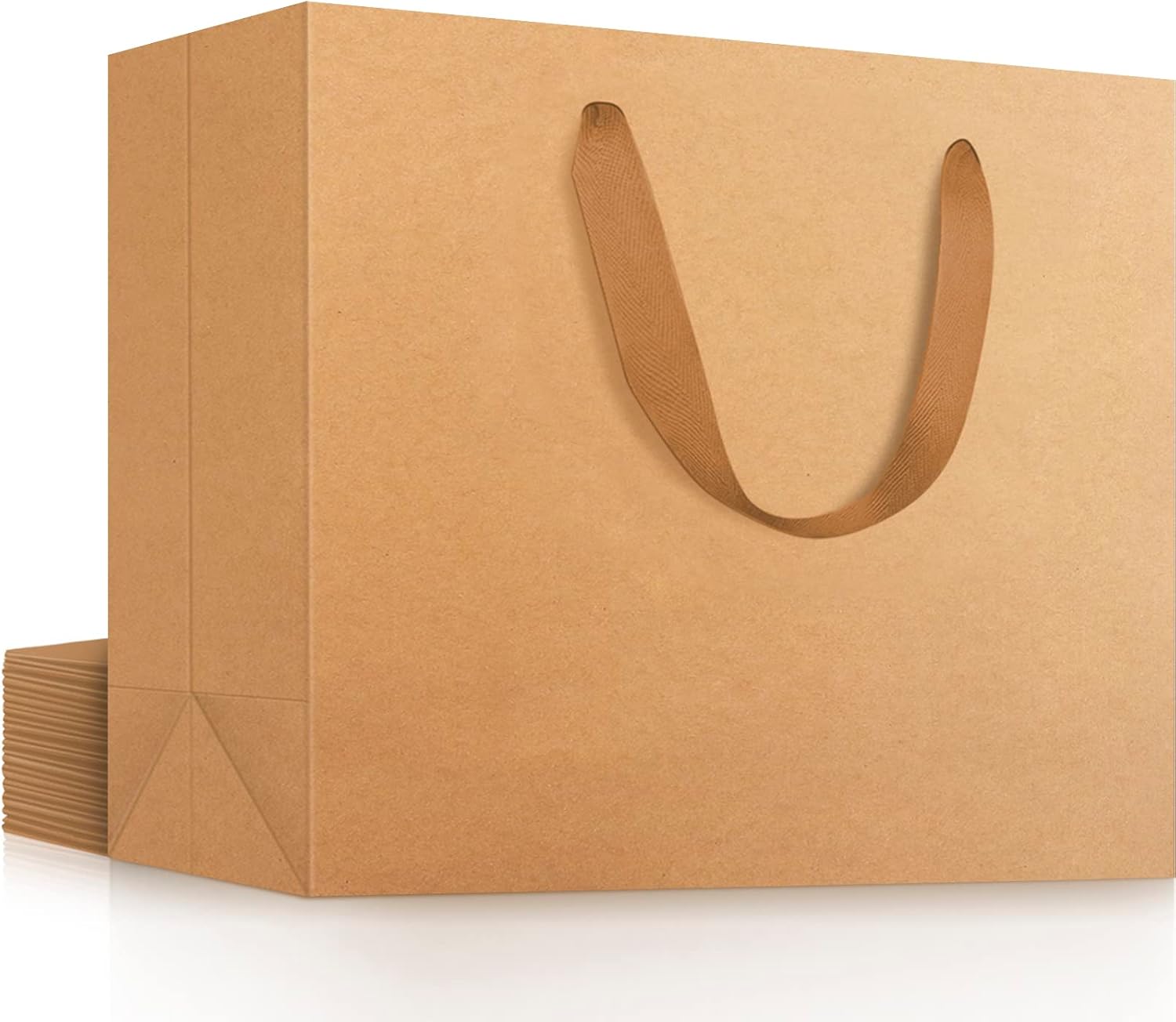 EUSOAR Extra Large Gift Wrap Bags, 12 Pack 16x6x12 inches Kraft Paper Bags with Handles in Bulk, Heavy Duty Totes for Boutique, Wedding, Grocery, Retail, Business, Party Favors, Birthdays