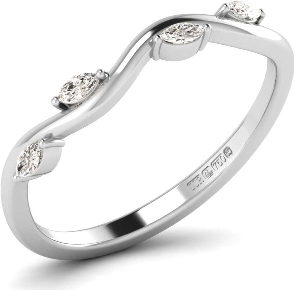 0.20ct Channel Set Marquise Cut Diamonds Half Eternity Wedding Ring in Gold and Platinum (Platinum, M)|Luxury Deluxe Collection for Gift
