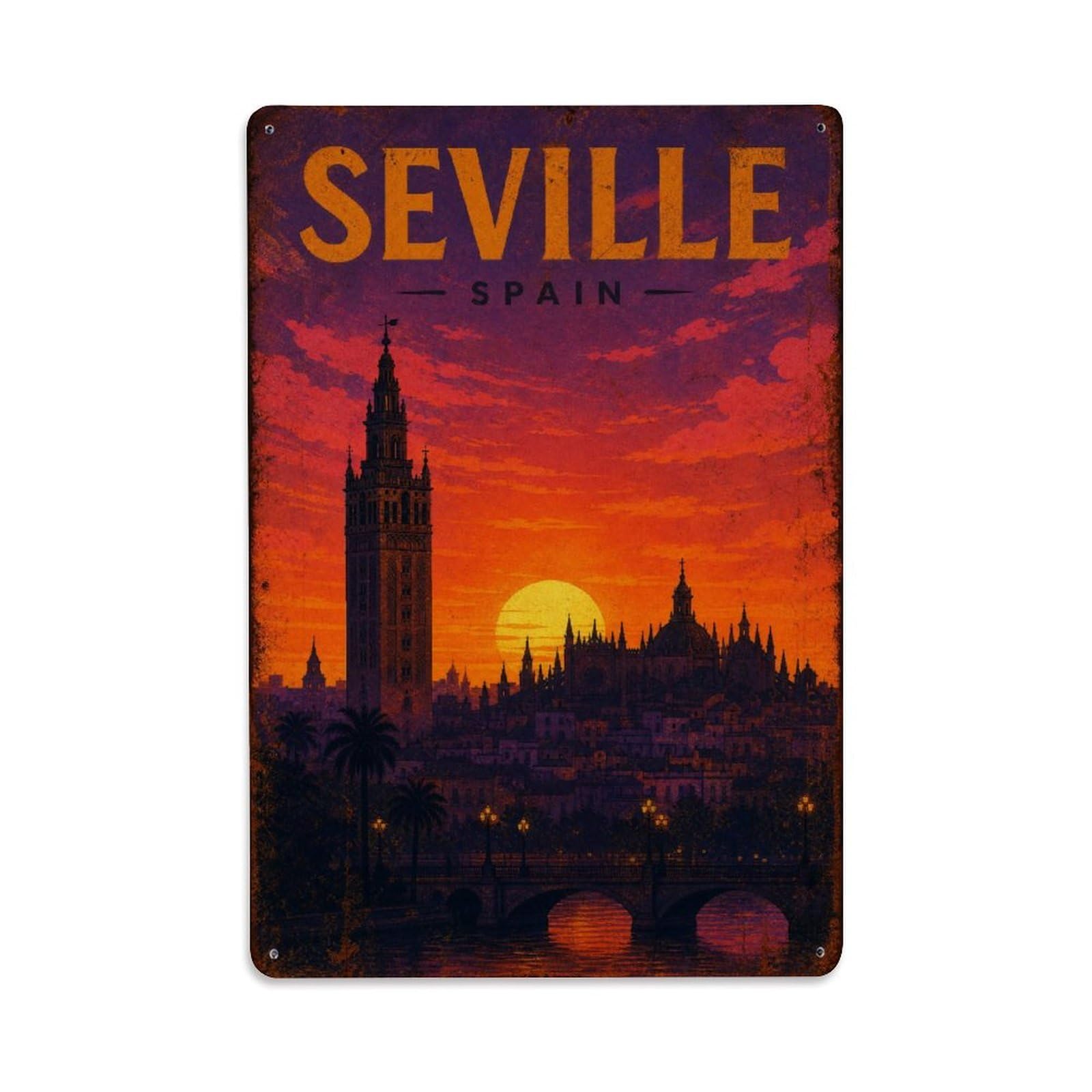 Metal Tin Sign Spain Seville Vintage Travel