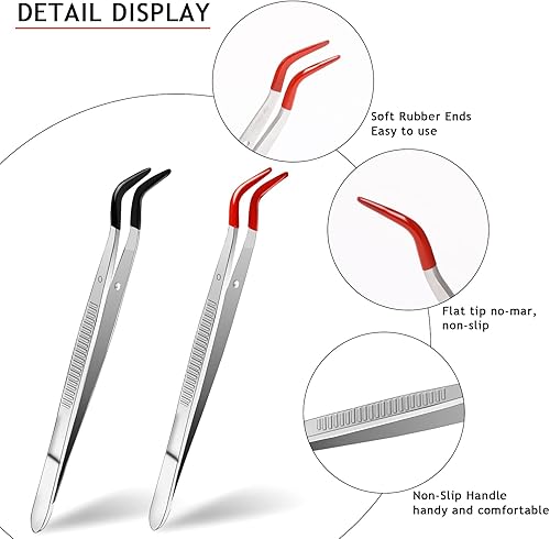 Miniatura 3 de 2 pinzas para manualidades con puntas de silicona de goma pinzas con punta de goma pinzas curvadas con revestimiento de PVC pinzas largas de acero