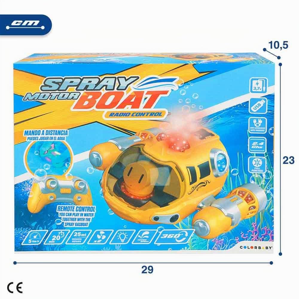 ColorBaby sous-Marin télécommandé, 5 km/h, 25 m, Rotation à 360 degrés, avec lumières et Jet d'eau, 2,4 GHz, télécommande Submersible, Cadeau pour Enfants, Jouets Aquatiques, Bateau Jouet Piscine