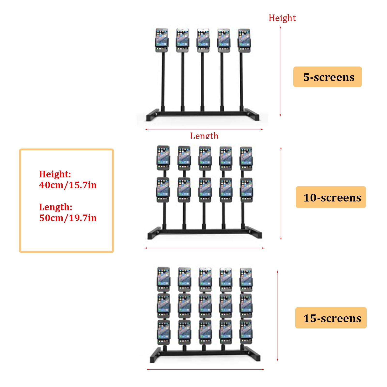 Supporto da scrivania multi-dispositivo per live streaming, in metallo, per più cellulari