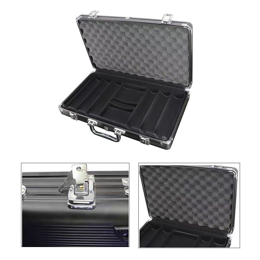 Caja Vacía Para Fichas De Póquer, Contenedor De Almacenamiento Con Asa Y Cerradura, Caja Para Tarjetas Gruesas, Marco De Aleación De Aluminio, Estuche Portátil Para Juegos, Capacidad De 300 Fichas