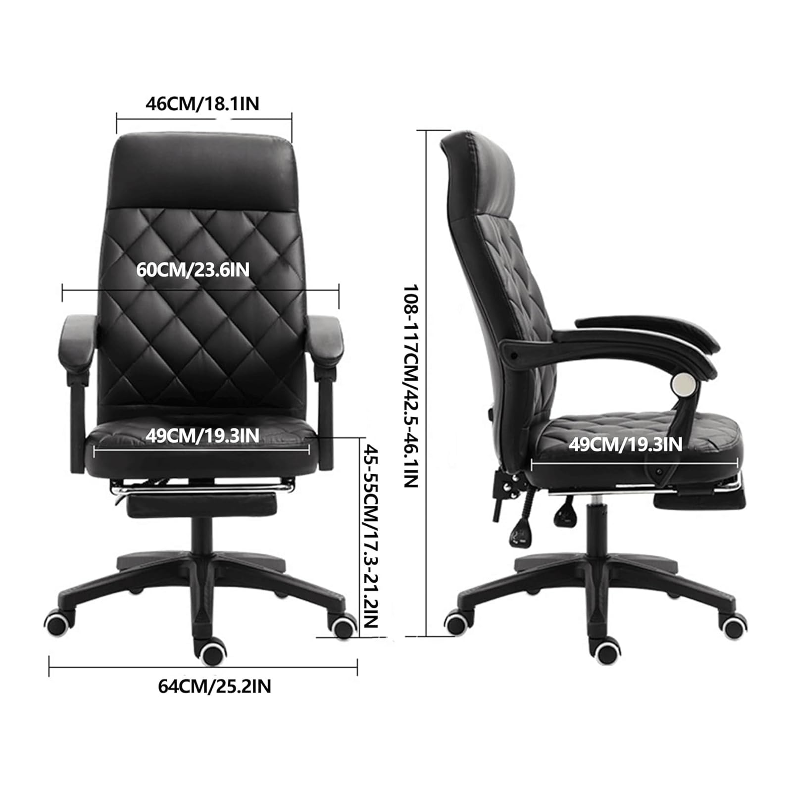 Ergonomische bureaustoel Lederen draaibare computerstoel Comfortabele luie bureaustoel Slaapkamer Woonkamer Bureaustoel met wielen