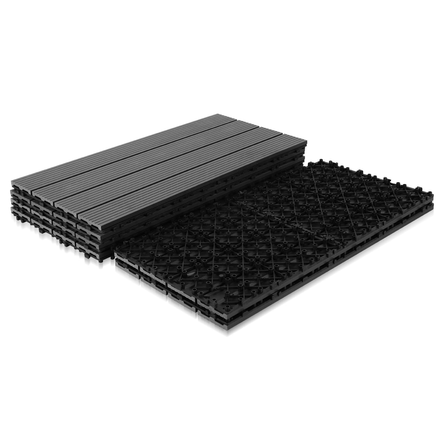 6er Pack WPC Terrassenfliese,Holzfliesen 30x60 cm - 1 m² .Ideal für den Außenbereich Klickfliesen für Balkon, Garten & Terrasse | einfach, schnell & praktisch verlegt, Anthrazit