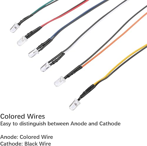 Miniatura 3 de Diodos emisores de luz LED de 12 voltios, precableados, 18 pulgadas, 1364 pulgadas, lente transparente, blanco cálido, rojo, amarillo, verde, azul,