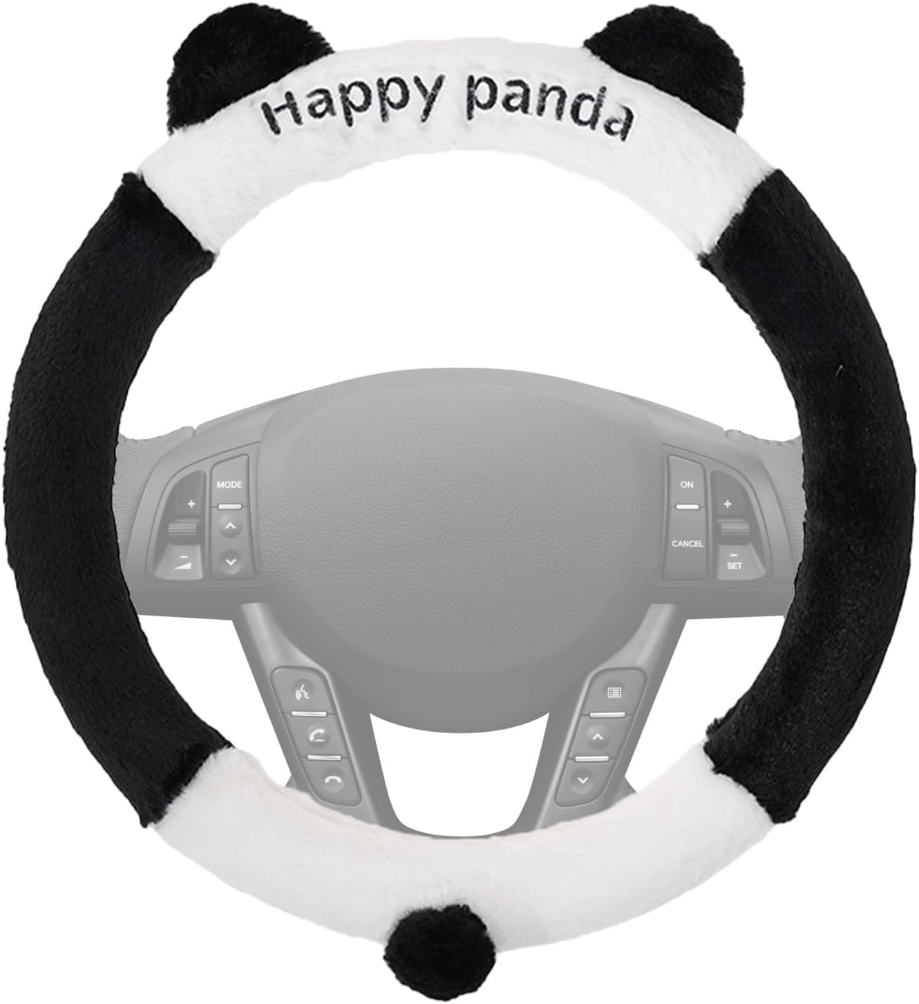 Fuzzy Steering Wheel Cover, Unique Cartoon Panda Aesthetic Steering Wheel Cover, Non-Slip Steering Wheel Covers with Ergonomic Grip, Car Accessories Interior for Men and Women, Anti-Slip (C)