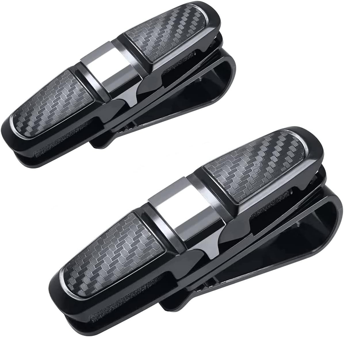 SKY-TOUCH 2pcs Sun Glasses Holder Clip Hanger for Car Sun Visor, Mount Ticket Card Clip, Double-End Rotational Organizer for Eye Glasses, 180° Adjustable Vehicle Accessory