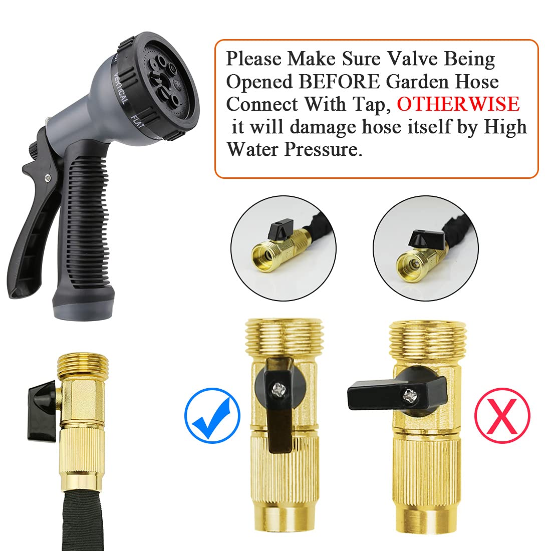 JAMIEWIN Garden Hose Pipe 100FT Upgraded Extendable Water Hose Pipes