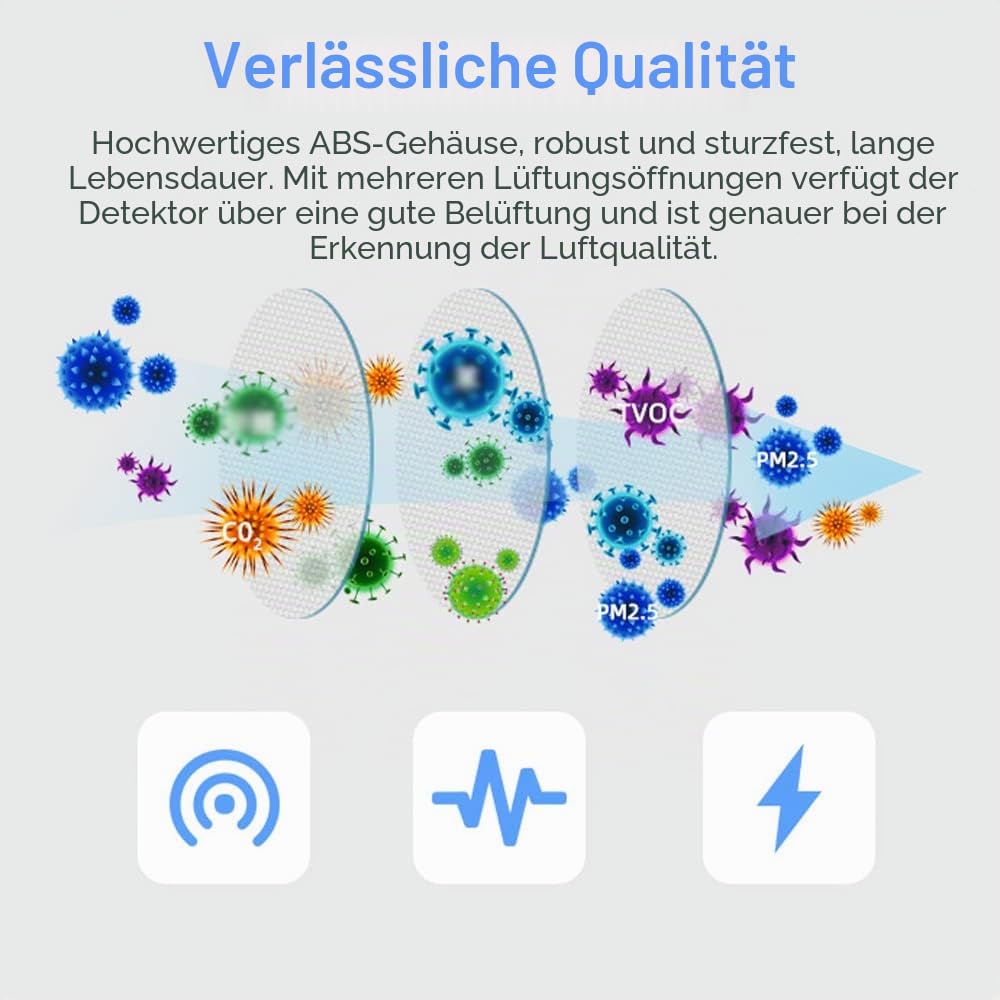 Irfora Tuya WiFi Intelligent Air Quality Monitor 6-in-1 Air Housekeeper PM2.5/Formaldehyd/VOC/CO2/Temperatur/Feuchtigkeitsdetektor Kompatibel mit Home für Home Office