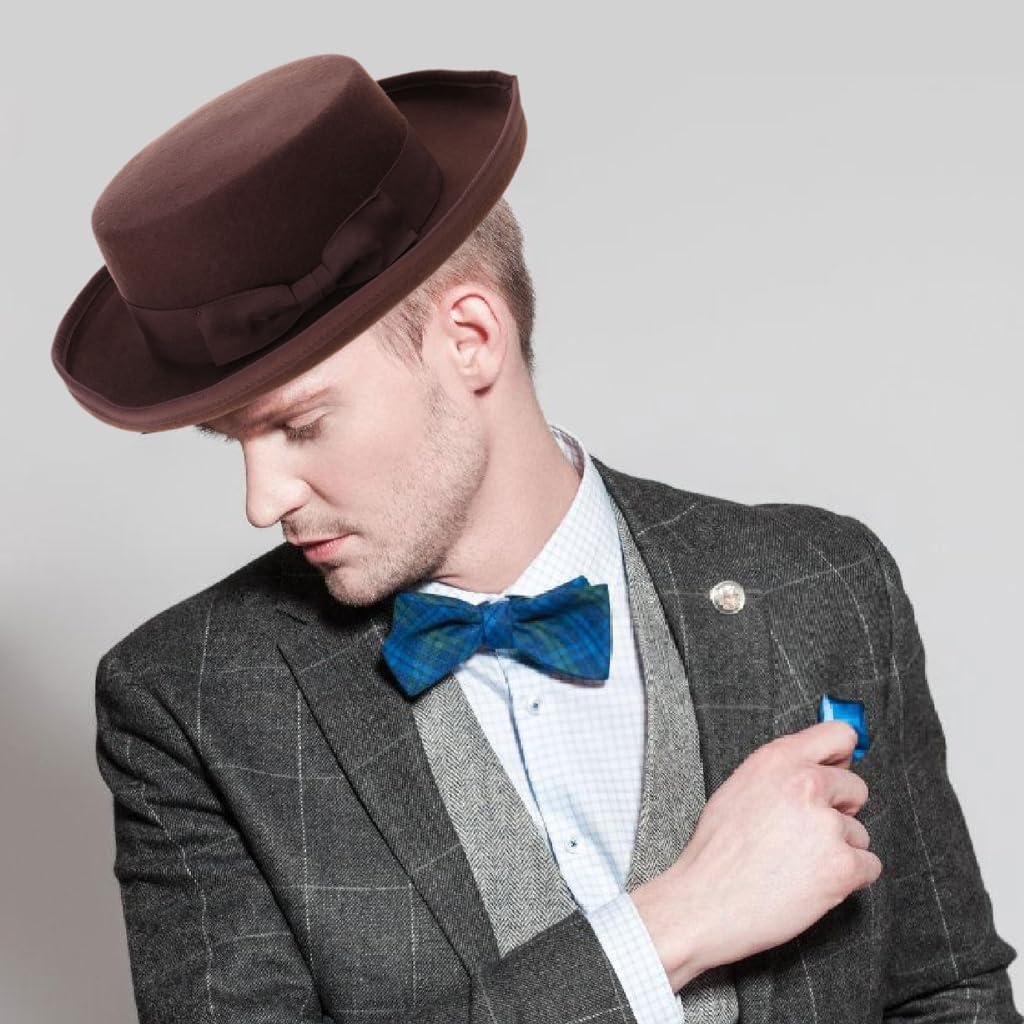 Old-Fashioned Wool Fedoras Top Hat for Travel Short Brimmed Hat Western Top Hat for Boy Man Adults Top Hat