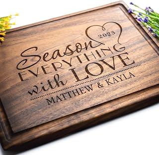 Personalized 'Season with Love' Engraved Wood Cutting Board - Custom Wedding, Anniversary, Housewarming Gift, Charcuterie Board by WeddingGiftBoutique