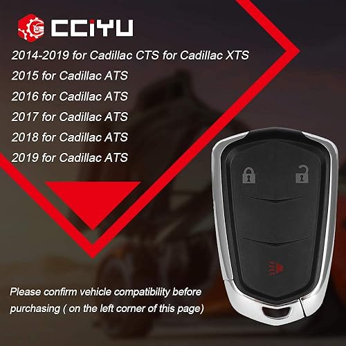 Miniatura 2 de cciyu 1 llavero con hoja sin cortar (funda de carcasa) 3 botones de repuesto para Cadillac 2014 2019 SRX 3 botones FCCID HYQ2AB por AUTO KEY MAX