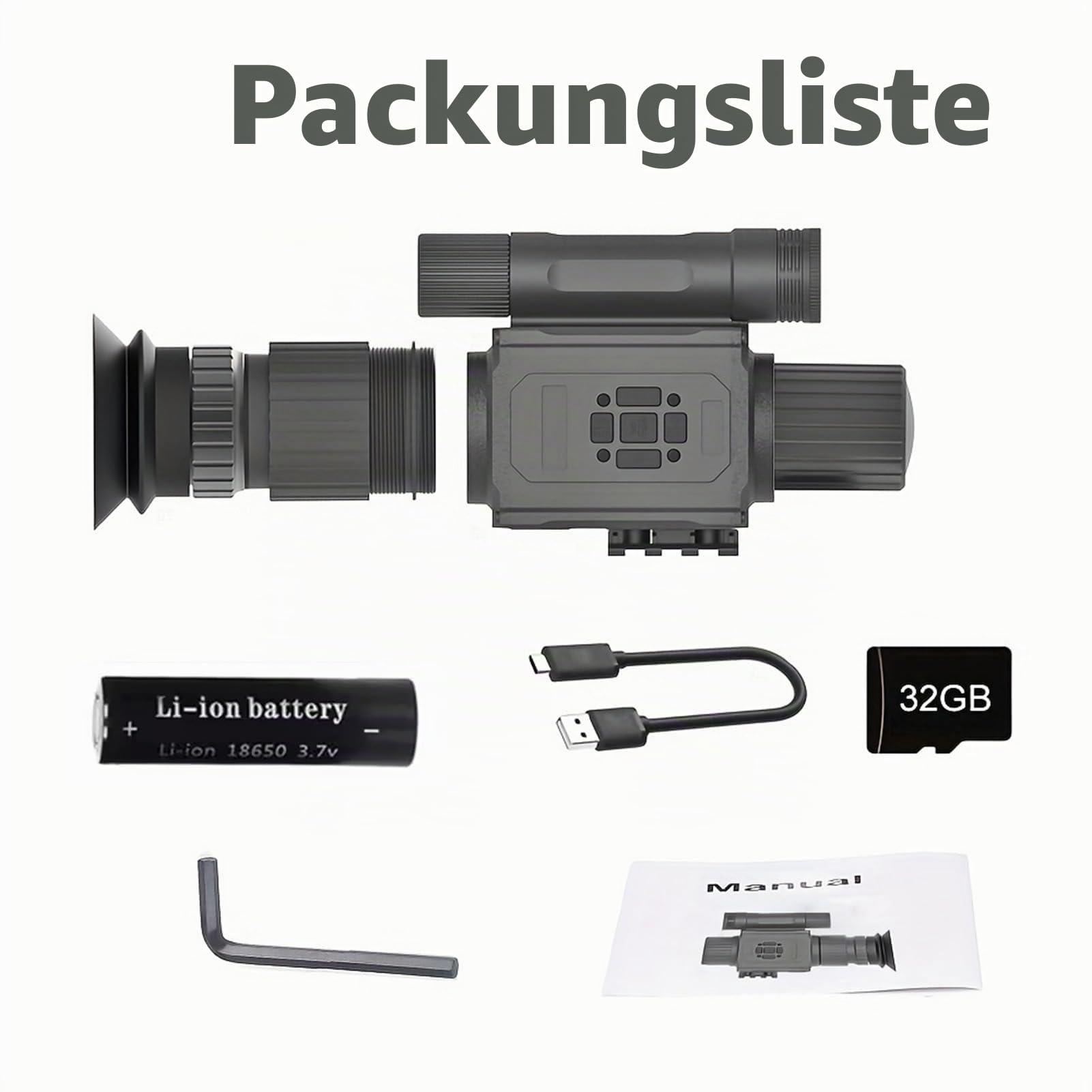 NK008 Digital Nachtsichtsichtgerät für die Jagd, 1080P HD Infrarot Zielfernrohr Monokular Kamera, 5X Digitalzoom, Eingebauter 850 IR Illuminator