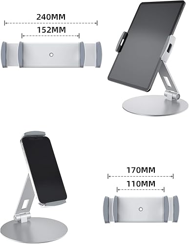 Miniatura 2 de Stouchi Soporte para tableta, soporte de base giratoria de 360 para tableta Galaxy Tab S8, soporte de escritorio ajustable para iPad Mini 2021,