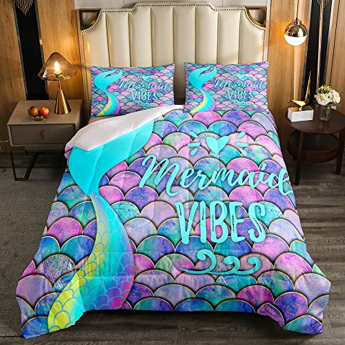 Erosebridal-Mermaid-Comforter-Set-Twin-Size-Kids-Fish-Scales-Duvet-Sets-Girly-Rainbow-Bedding-Set-for-Boys-Teens-Women-Bedroom-Ocean-Life-Sea-Animal-Bedding-Comforters-Bedroom-Decor 61bSd4wv9HL