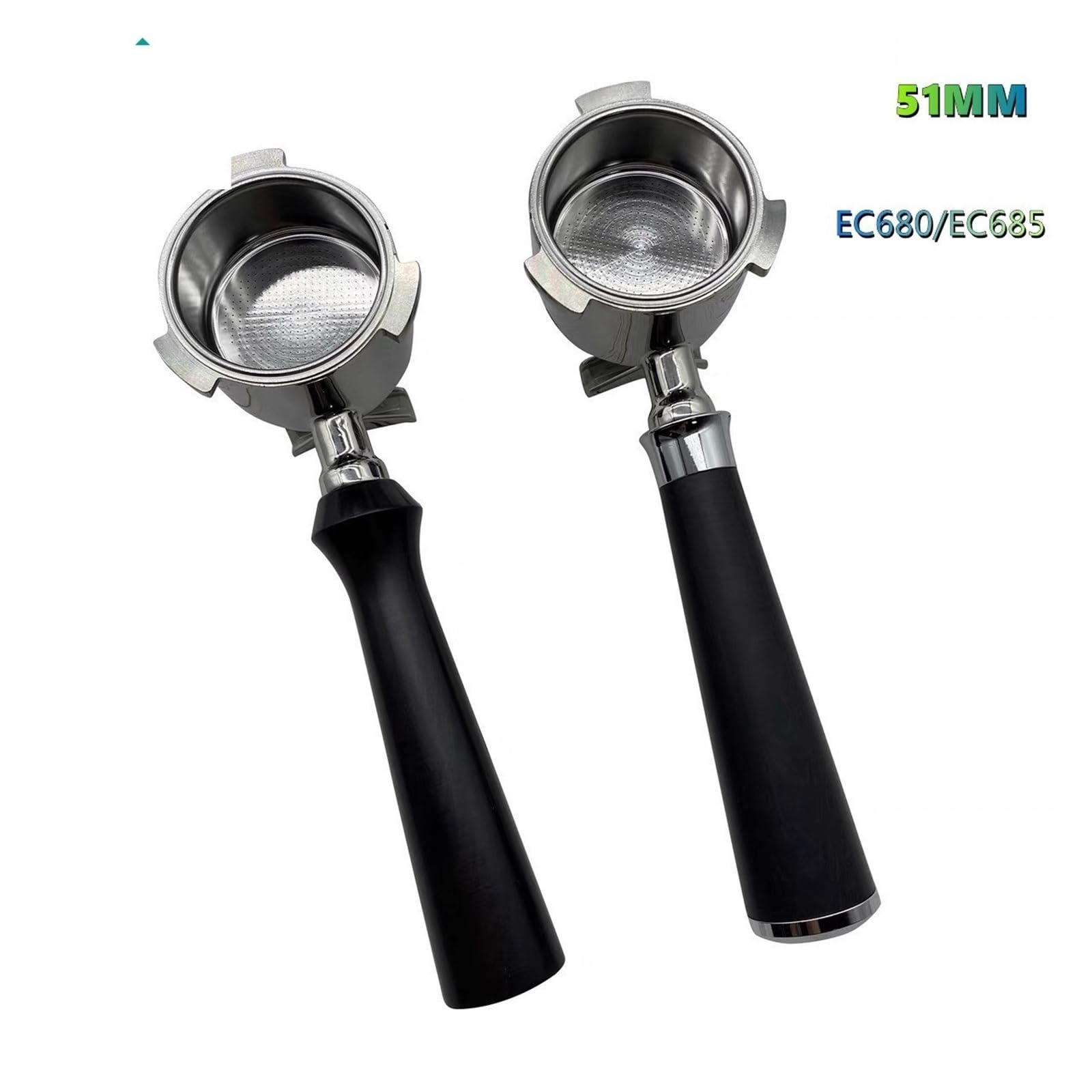 Portafiltro De 51mm Con 3 Orejas, Doble Boquilla, Compatible Con Delonghi, Dedica EC680/EC685/EC820/EC850/EC860, Portafiltro De Espresso De 51mm, Adaptación Precisa(Plastic handle)
