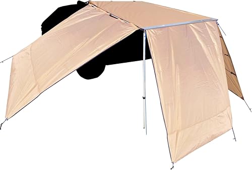 DANCHEL OUTDOOR Toldo para portaequipajes con 3 piezas de extensión lateral, toldo de auto para SUV, camionescamionetascaqui (8.2 x 8.2 pies)