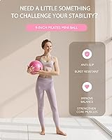 Vista 5 de LIONSCOOL Pilates Ring Set – 14" Anti-Deformation Magic Circle with Padded Handles, Mini Ball, Resistance Bands, Guide & Bag