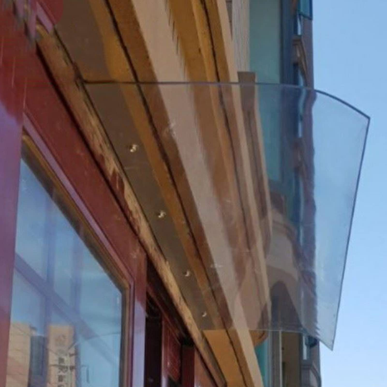 Auvent De Porte En Polycarbonate Transparent - 60x210 Cm, Protection Pluie/Neige/UV, Montage Facile