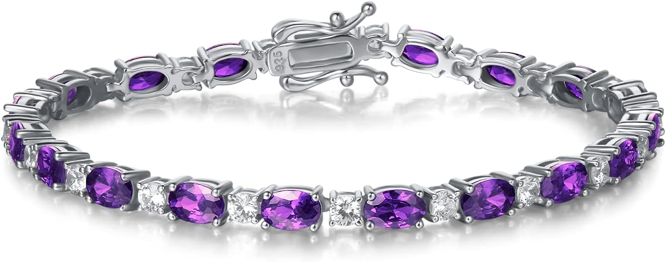 FANCIME Birthstone Bracelets Sterling Silver Tennis Bracelets Charm Fine Jewelry Birthday Gifts for Women 7"