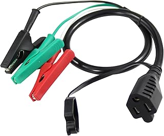 HVAC Adaptor Cord, Compatible with Yellow Jacket 69522 Adaptor Cord, HVAC Training Tools Adapter Cables, 120V AC Circuit Breaker NEMA 5-15R to Large Clips 30 Amp, SJT 14AWG (Cheater Cord)