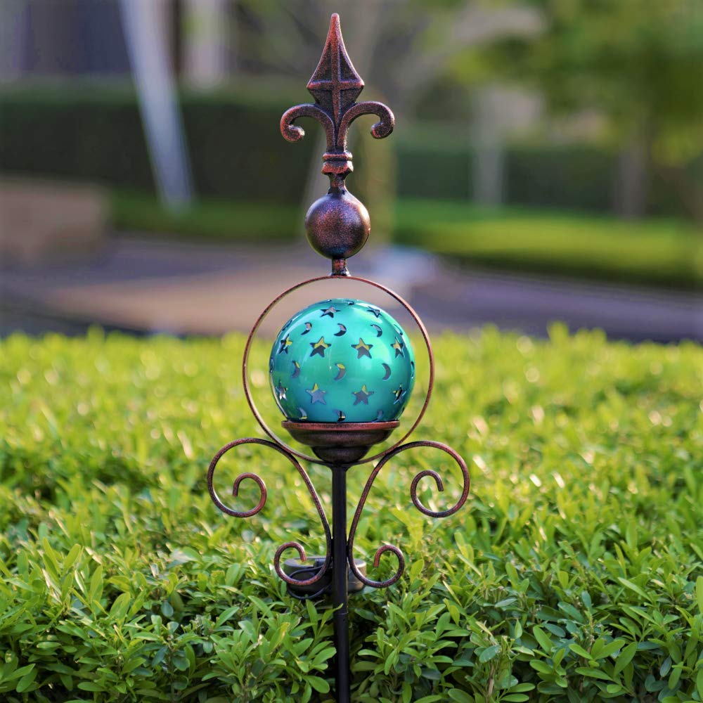 DAMAYCA Garden Decor Solar Lights Outdoor Decorative Garden Stake Decorations for Outside Yard Patio Porch Lawn. Yard Art. (Blue Globe)
