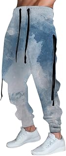 NOAGENJT Mens Digital Printed Solid Color Pattern Youth Casual Pants 4 1 Scrub Trousers with Pockets Mens Baggy Grey Sweatpants