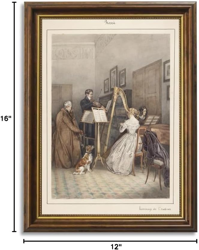 Zzuyi Vintage Brown Gold Framed Wall Art,12x16 inch Band Play Retro Paintings,Canvas Prints with Antique Frame,Vintage Wall Pictures Home Decor for Living Room,Bed Room