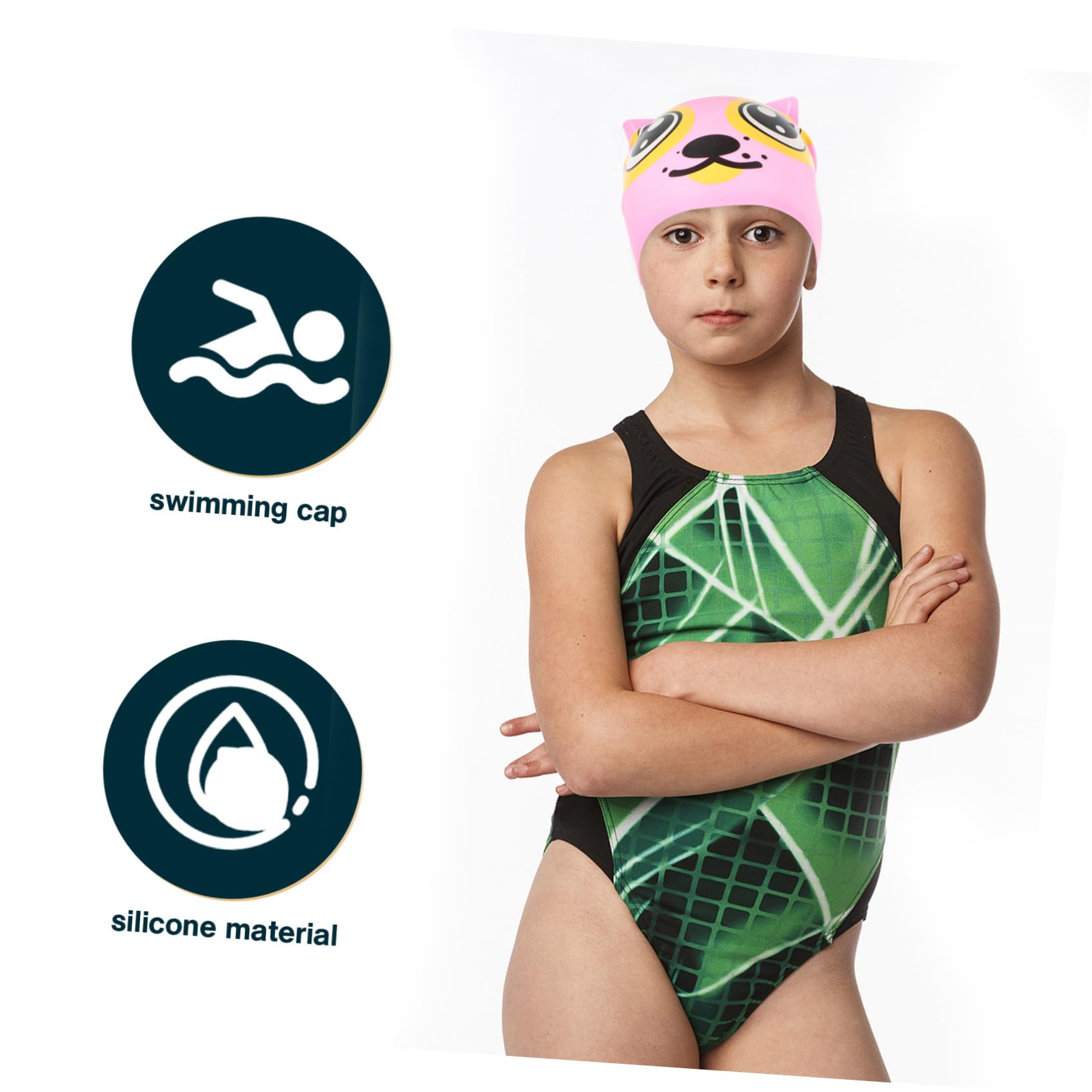 VANZACK 6pièces Bonnet De Bain Silicone pour Garçon Fille Casquette De Natation Forme De Chiot Aléatoire Ou Confort Et Cheveux pour Et