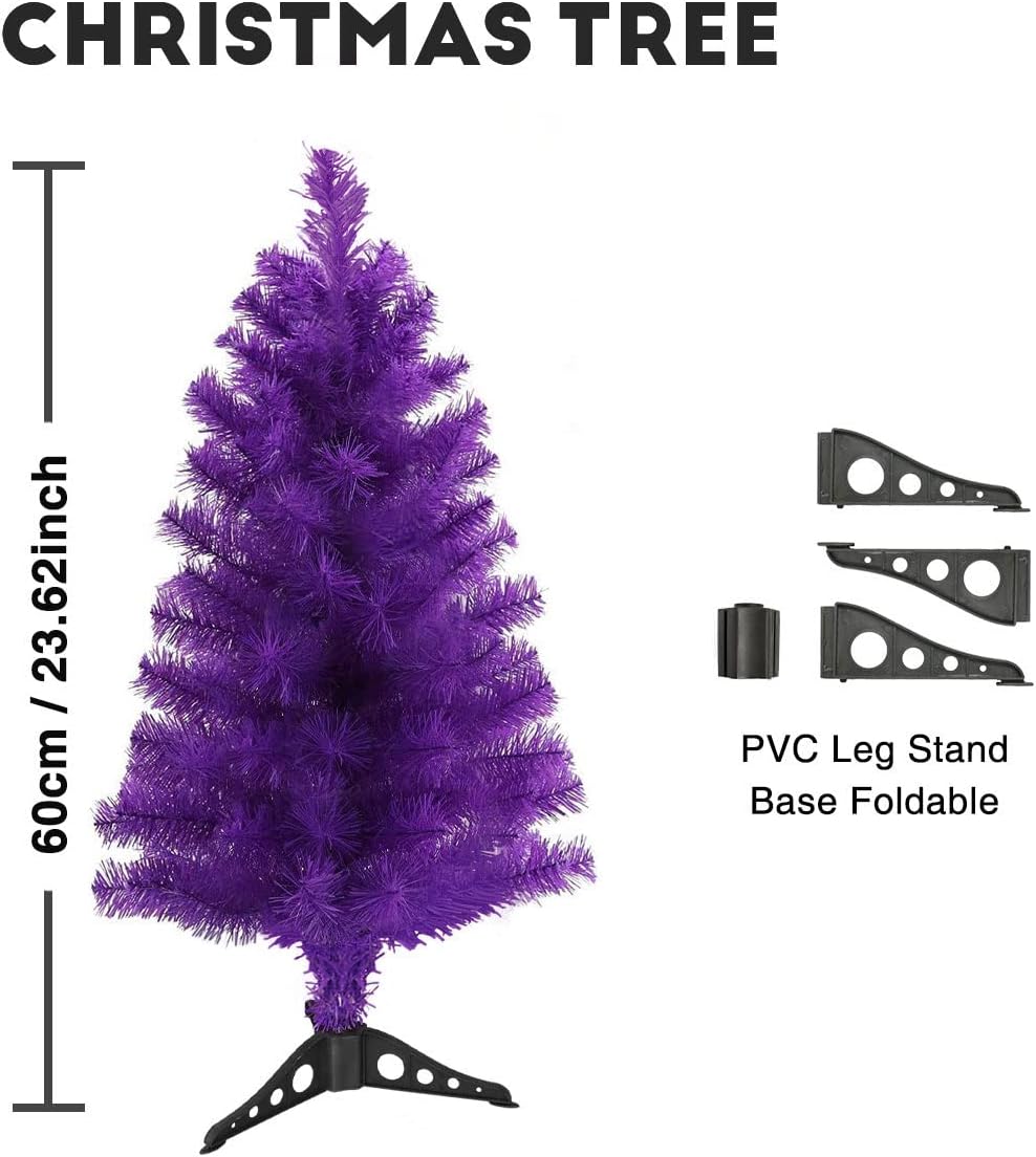 S_SSOY 3 Foot Christmas Trees Artificial Xmas Pine Tree with PVC Leg Stand Base Home Office Holiday Decoration (Purple)