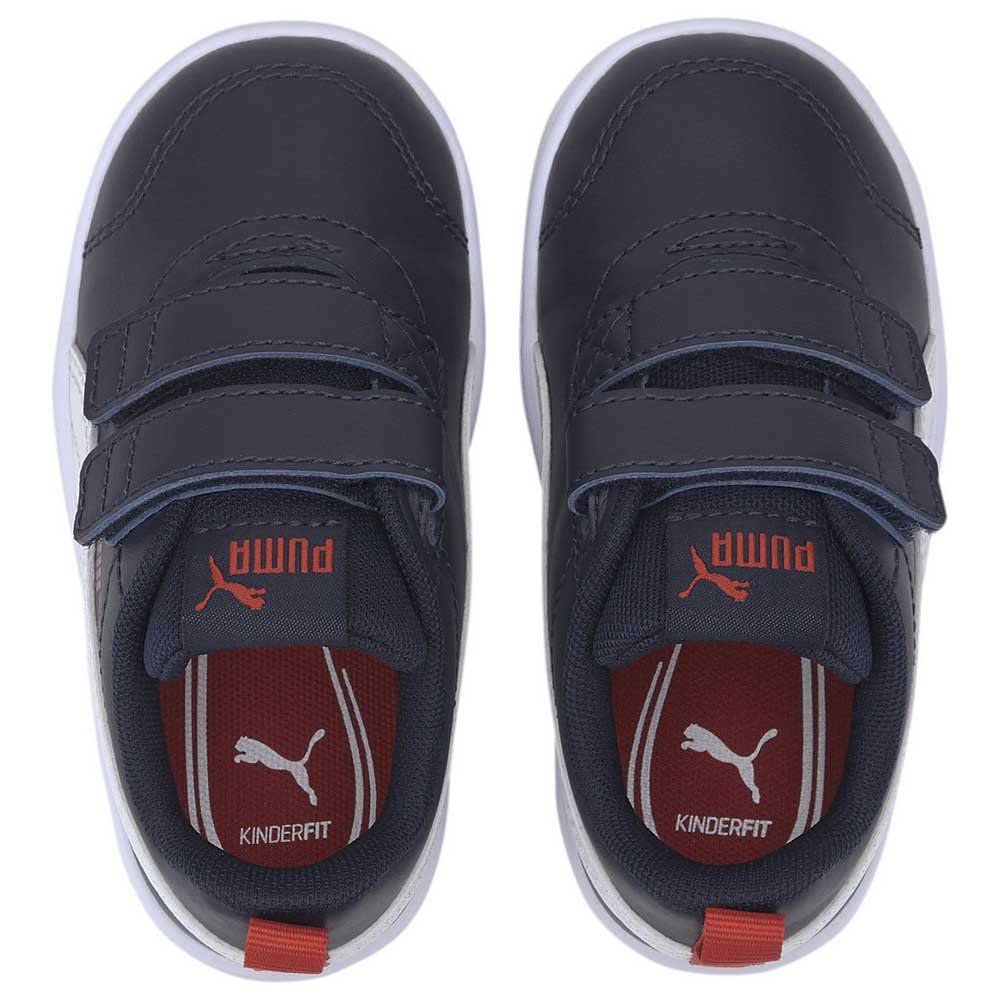 PUMA Unisex Courtflex V2 V Inf Sneaker dziecięce buty typu sneakers, Niebieski Peacoat High Risk Red, 27 EU
