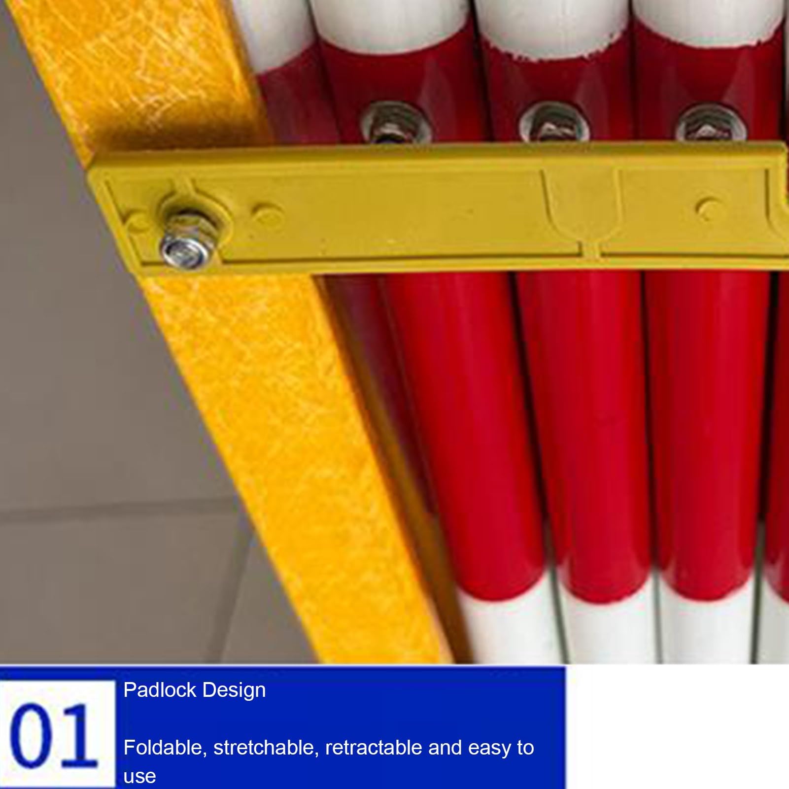 Puerta de control de tráfico extensible portátil con ruedas, plegable, Securi Bcade, retráctil, diseño de tijera, color rojo, 47 x 197 pulgadas.