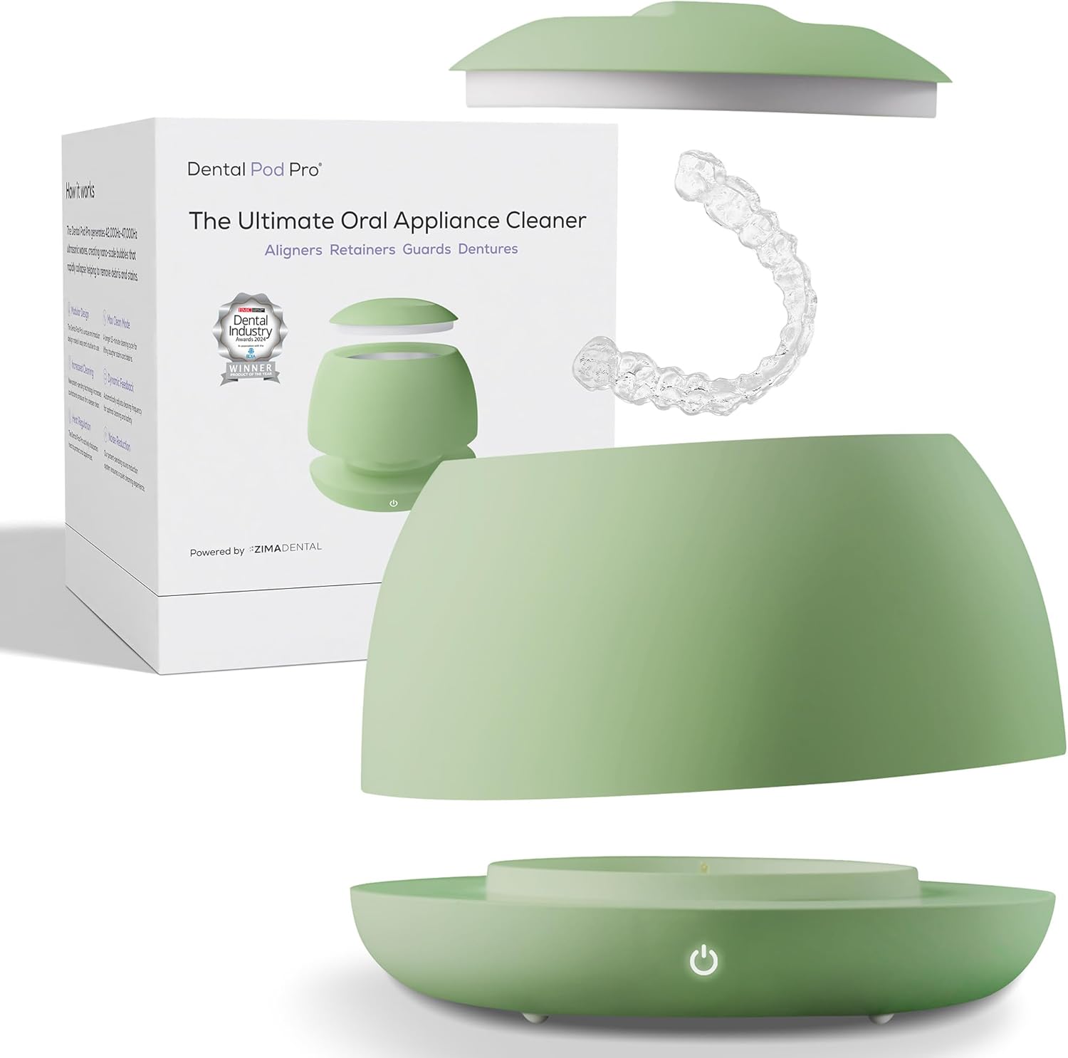 Zima Dental Pod PRO: New Ultrasonic Retainer Cleaner Machine. Market-Leading, Best Aligner Cleaner, Nightguard Cleaner, Mouthguard Cleaner, Denture Cleaner, Ultrasonic Cleaner for Oral Dental Care