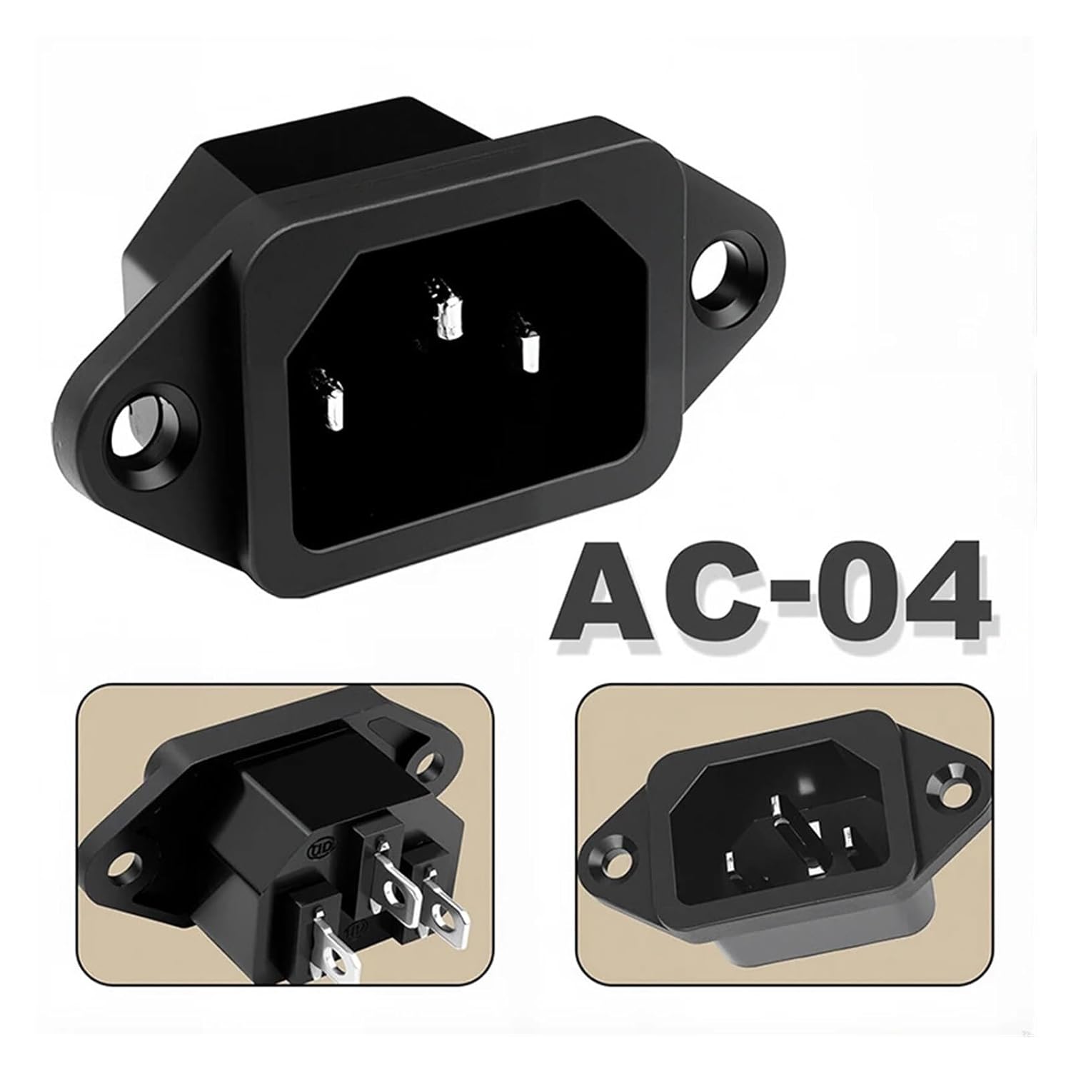 5/20pcs AC Power Socket 250V 10A 3 Power Charging Socket AC-04 Connector(AC-04 Copper Pins,20PCS)