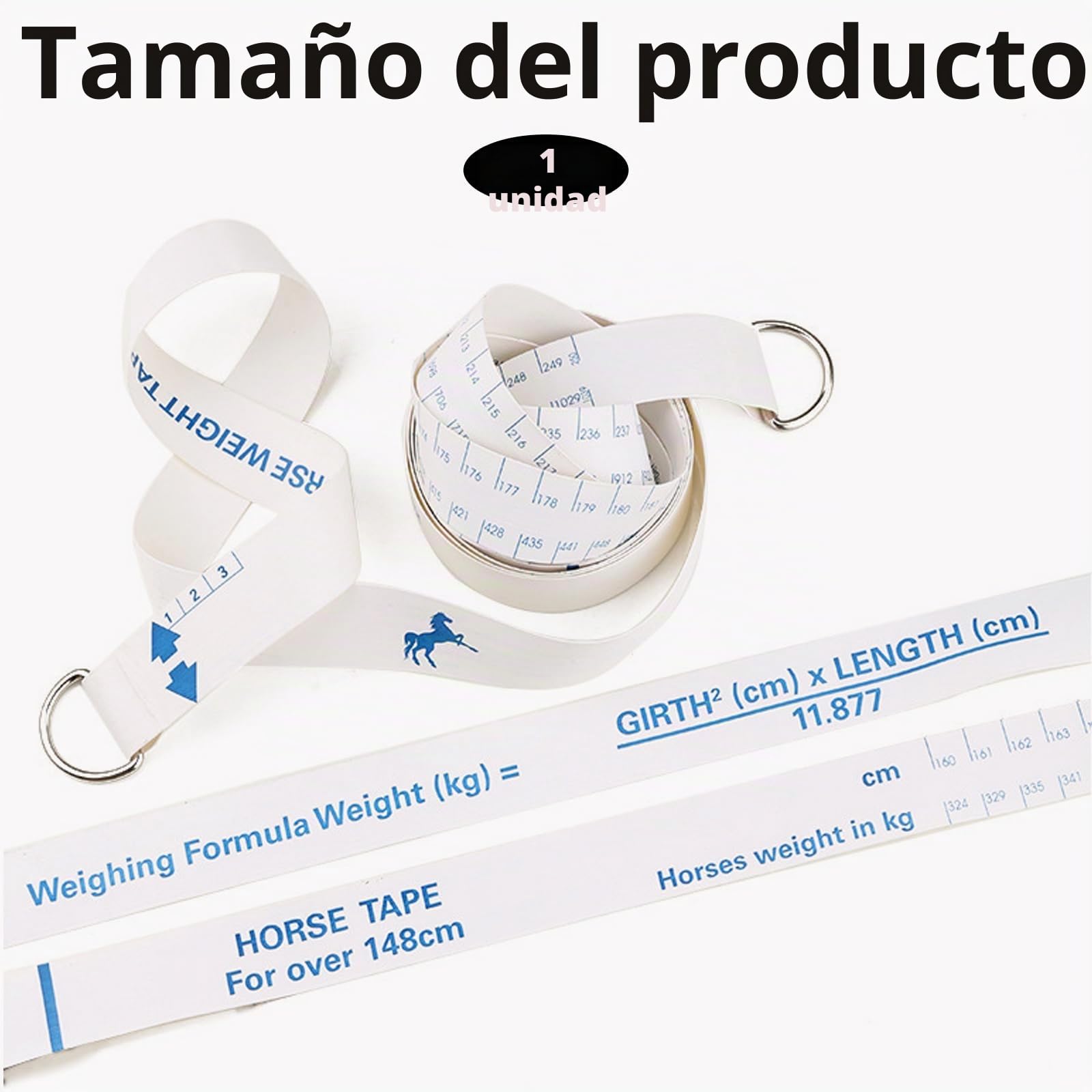 Cinta de peso de caballo, varilla de medición portátil para altura y peso, cinta métrica de cintura de caballo de doble escala, cinta métrica de altura y peso fácil de medir, cinta métrica de peso