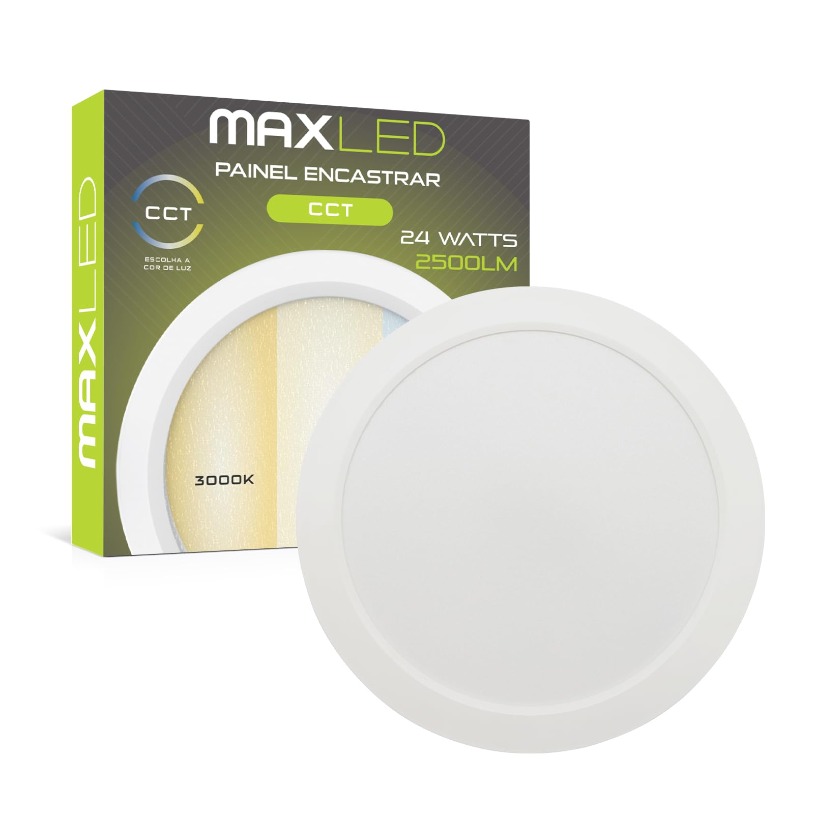Maxled, Light is Led! 24W Round Recessed Ceiling Flat Panel Down Light Ultra Slim Lamp 2500ml Warm White 3000K Neutral 4000K Cool 6500K Spotlights for Kitchen Dining Living Room Office No Dimmable